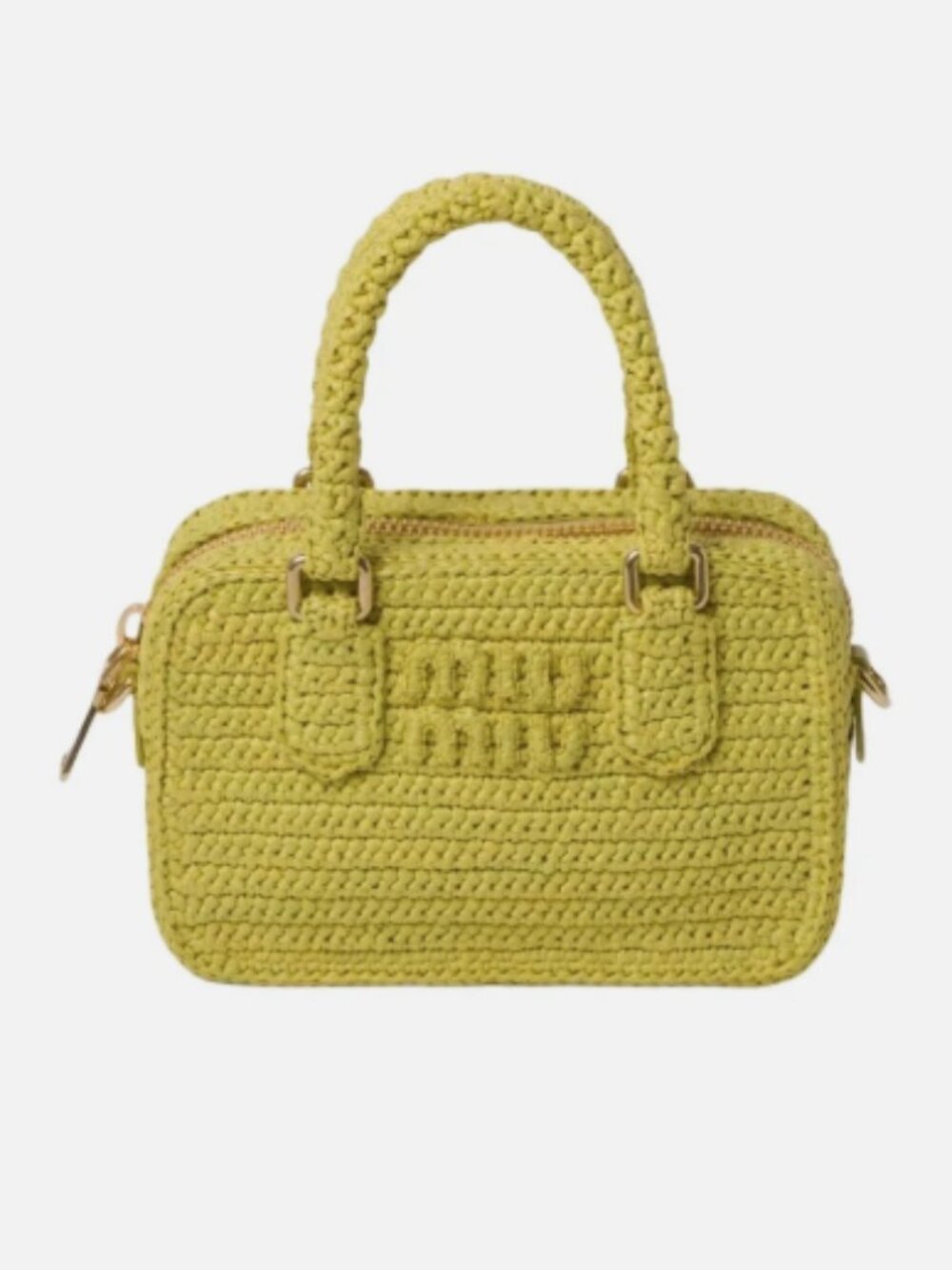Authentic Miu Miu- Raffia Crochet Arcadie Top Handle Bag